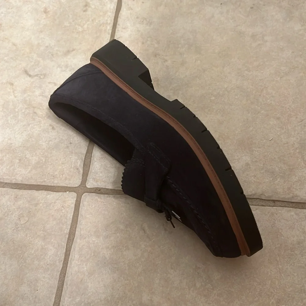 Navy Suede Clarks Westlynn Bella Leather Slip-On Loafers with Tassels Size 8.5 - Picture 9 of 16